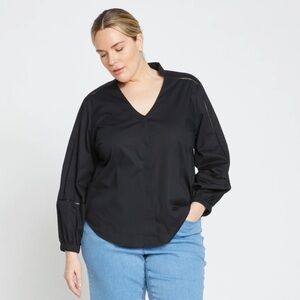 Universal Standard Saint-Honore Poplin Blouse in WHITE